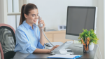 Businesswoman using SIP lines