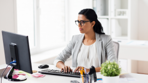 businesswoman using e fax