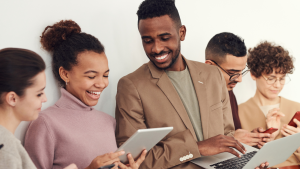 coworkers using Mobile-first phone system